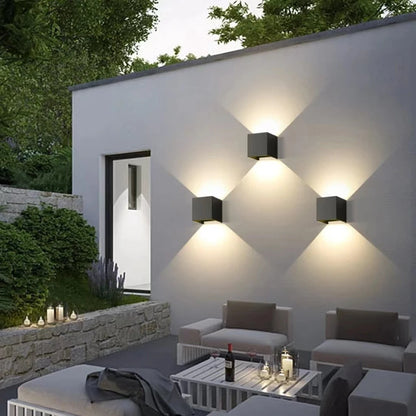 Modern Fyrkantig Utomhus Vägglampa – Aluminium, Svart/Vit/Grå, Varmvit/Kallvit, 6W/12W, Vattentålig