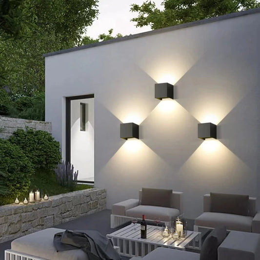 Modern Fyrkantig Utomhus Vägglampa – Aluminium, Svart/Vit/Grå, Varmvit/Kallvit, 6W/12W, Vattentålig