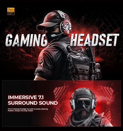 Picun G2 Trådlöst Gaming Headset – Bluetooth 2.4GHz 7.1 Surround 5ms ENC 100h 1000mAh AAC CE/FCC/RoHS PS4 PS5 PC Switch