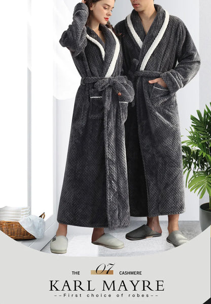 Female Autumn and Winter Warm Long Coral Velvet Thick Couple Bath Bathrobes Men Women Pajamas Shower Robe Bath Towels For Adults