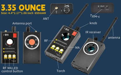 F911 Hidden Camera Detectors, Anti Spy Camera Finder, GPS Tracker Detectors, Bug & Hidden Devices Detector
