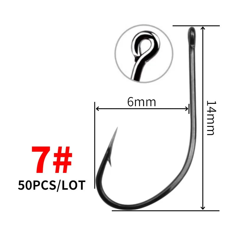 50pcs High Carbon Steel Curved Back Octopus Circle Hooks – Jig Hook for Fly Fishing & Carp Tackle