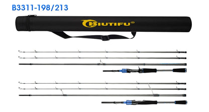 BIUTIFU Casting Spinning Lure Fishing Rods 1.68m 1.98m 2.1m 2.28m 2.4m 2.7m 3.0m 3.3m 2 Tips Baitcasting 3-80g Ultralight Fast Carbon Pole with Rod Tube Backpack For Seabass Bass Trout Pike