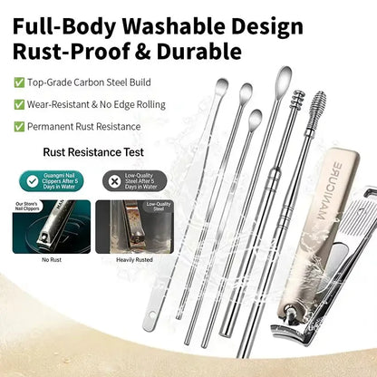 10/5/1pcs Professional Manicure And Pedicure Kit  Includes Nail Clipper Nail File And Ear Pick Portable Storage Case Tool