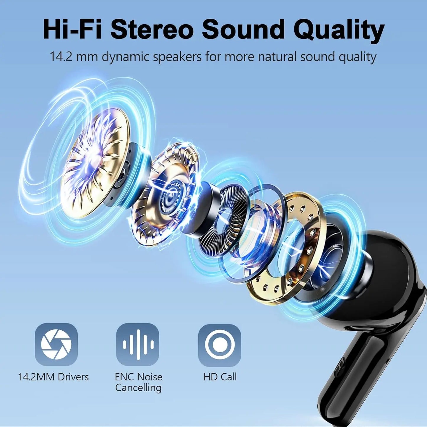 Stereo TWS Wireless Earbuds BT 5.4 Earphones In-ear HiFi Headphones LED Power Display Touch Control Sports Headset For All Smart