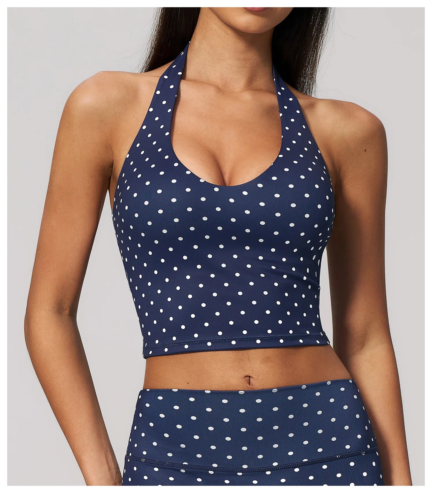 Yoga Bra Women Sports Underwear Fitness Crop Top Polka Dot Yoga Vest Deep V Backless Sports Vest Female Workout Shockproof Tops