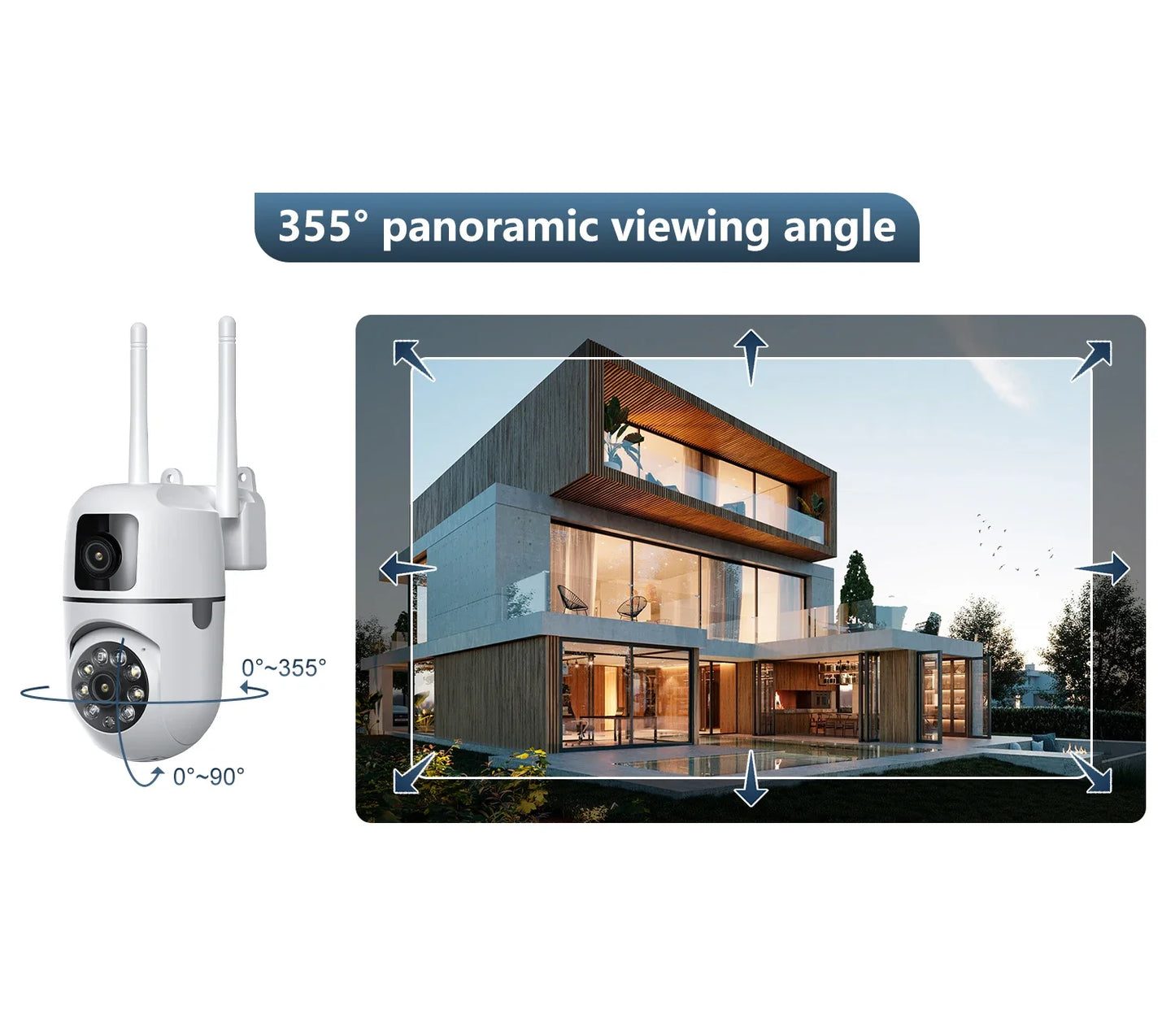 8MP Wifi Wireless Security Surveillance PTZ Camera 2 Lens 8X Zoom Camera 5MP Tracking Two-way Audio Night Color Pet Baby Monitor