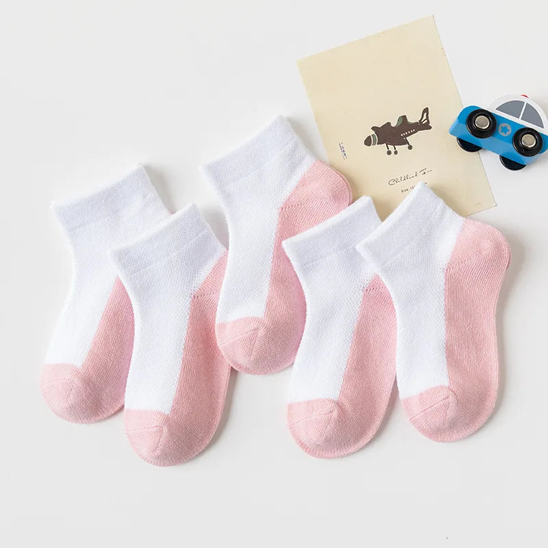 5 Pairs/Lot 2023 New Summer Children Socks Cotton Kids Fashion Black White Gray For 1-12 Years Teen Student Baby Girl Boy Socks