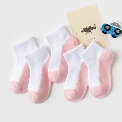 5 Pairs/Lot 2023 New Summer Children Socks Cotton Kids Fashion Black White Gray For 1-12 Years Teen Student Baby Girl Boy Socks