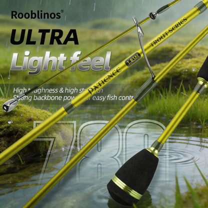 ROOBLINOS Ultralätt Öringspö 1,85m – 27T Kolfiber Fast Action Spinning 2026, Grön/Ljusgrön