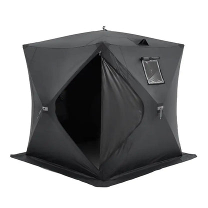 Ice Fishing Shelter, 2.3 X 2.3 X 2 M, Portable Pop-Up Fishing Tent for 3-4 Persons, Waterproof 300D Oxford Fabric, with Anchors, Ropes, Carry Bag, for Winter Fishing, Black