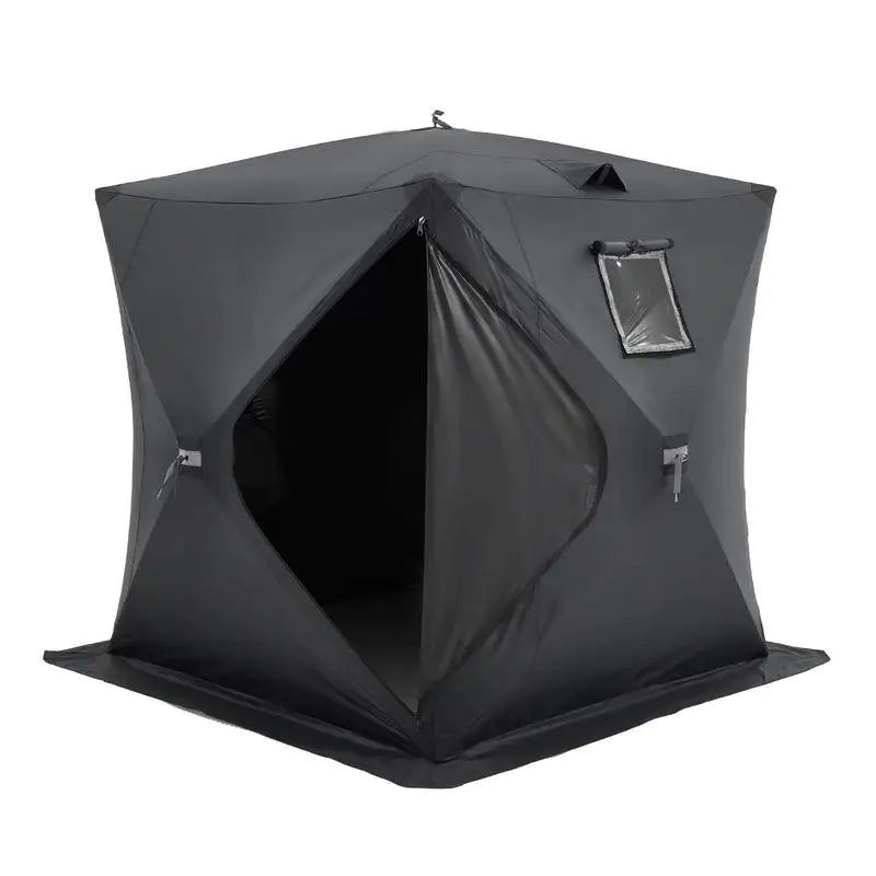 Ice Fishing Shelter, 2.3 X 2.3 X 2 M, Portable Pop-Up Fishing Tent for 3-4 Persons, Waterproof 300D Oxford Fabric, with Anchors, Ropes, Carry Bag, for Winter Fishing, Black