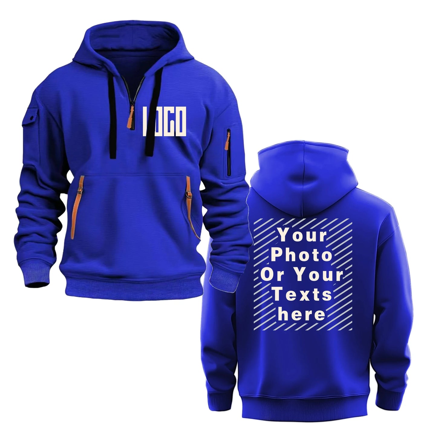 Hoodie Eget Tryck – Unisex Dragkedja & Ärmfickor | Reklamkläder & Profilprodukter
