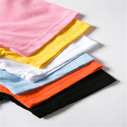 Summer Kids Print 2pcs Breathable Tees+Shorts Leisure Suits 3-12 Years Boys Girls Outfits Children Cool Black White Clothes