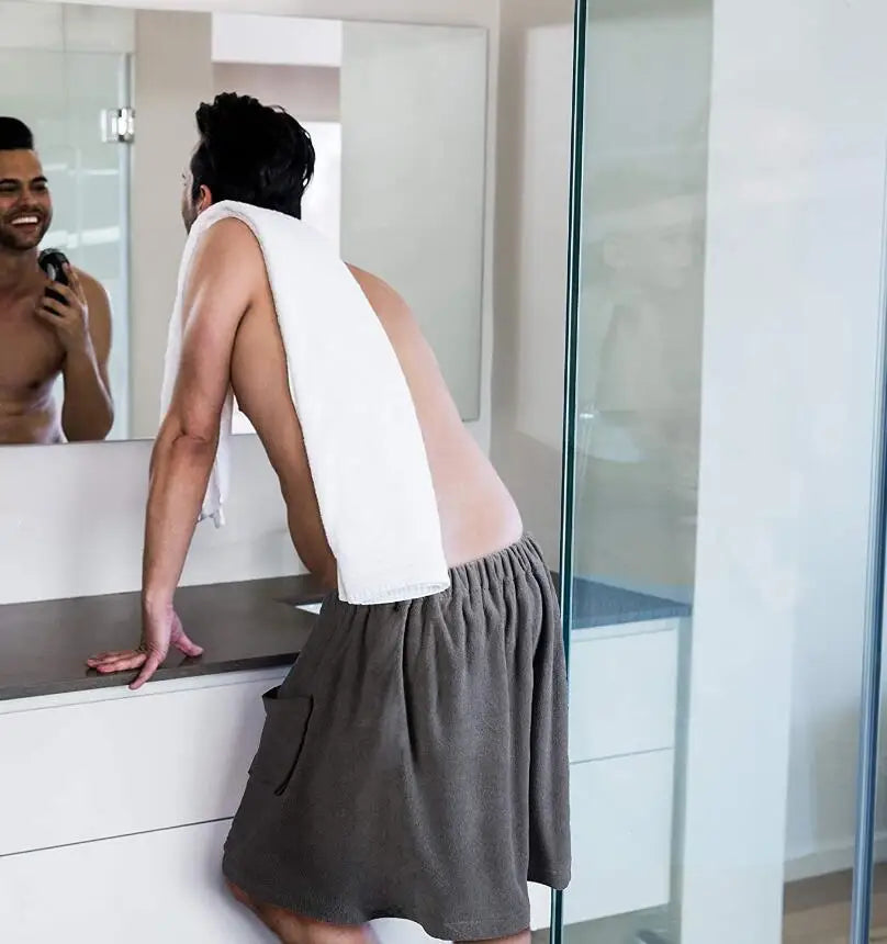 Men's Shorts 2025 Wearable Bath Towel Bathhouse Shower Room Bathrobe Pocket Bath Towel Clothing