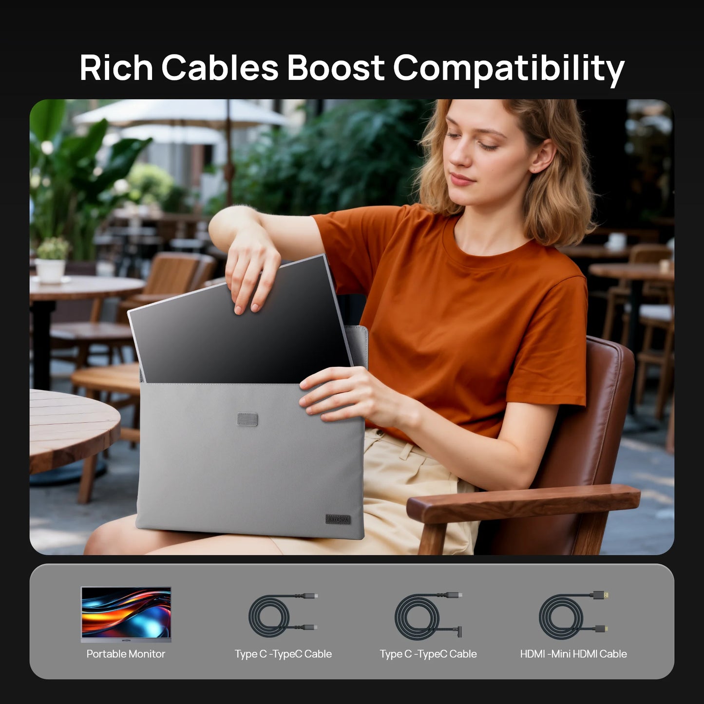 ARZOPA 16.1'' 100% SRGB 1080P FHD Portable Monitor IPS Screen Second Monitor External Display Z1C