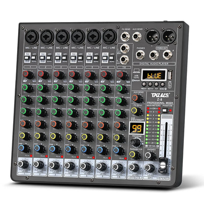 TKLBLS Z8 8 Channel Professional Mixer Bluetooth 48V 12V Battery Powered USB Studio Recording Live Show