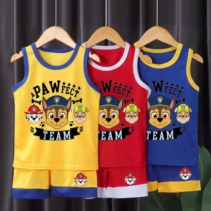 PAW Patrol Boys Basketball Clothes Sets Summer Kids Casual Vest and Shorts Two Piece Suit Breathable Comfy Mesh Child Outfits