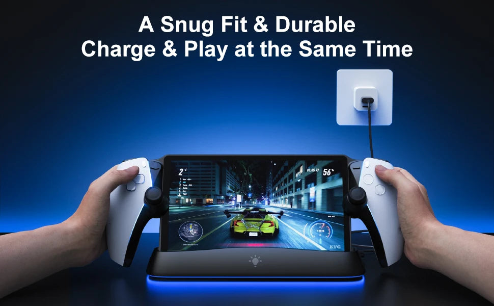 HONCAM Auto Align Charging Dock for PlayStation Portal 7 RGB Light Modes Portable Dock Station with USB-C Charging Cable