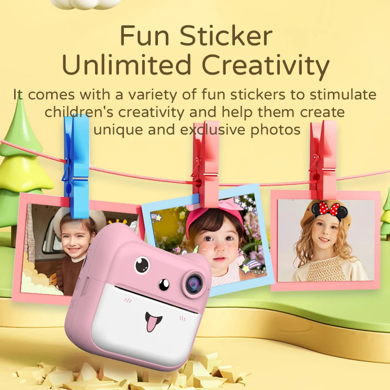 Kids Camera Instant Print 1080P HD Toddler Digital Video Camera 2.4-Inch Toy for Girls Boys Age 3-12 Christmas Birthday Gift