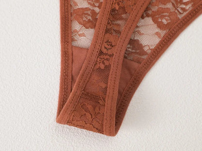 3Pcs/Set Sexy Lace Floral Panties For Women Solid Color Transparent Underwear Female Lace Perspective Hollow Out G-string Thongs