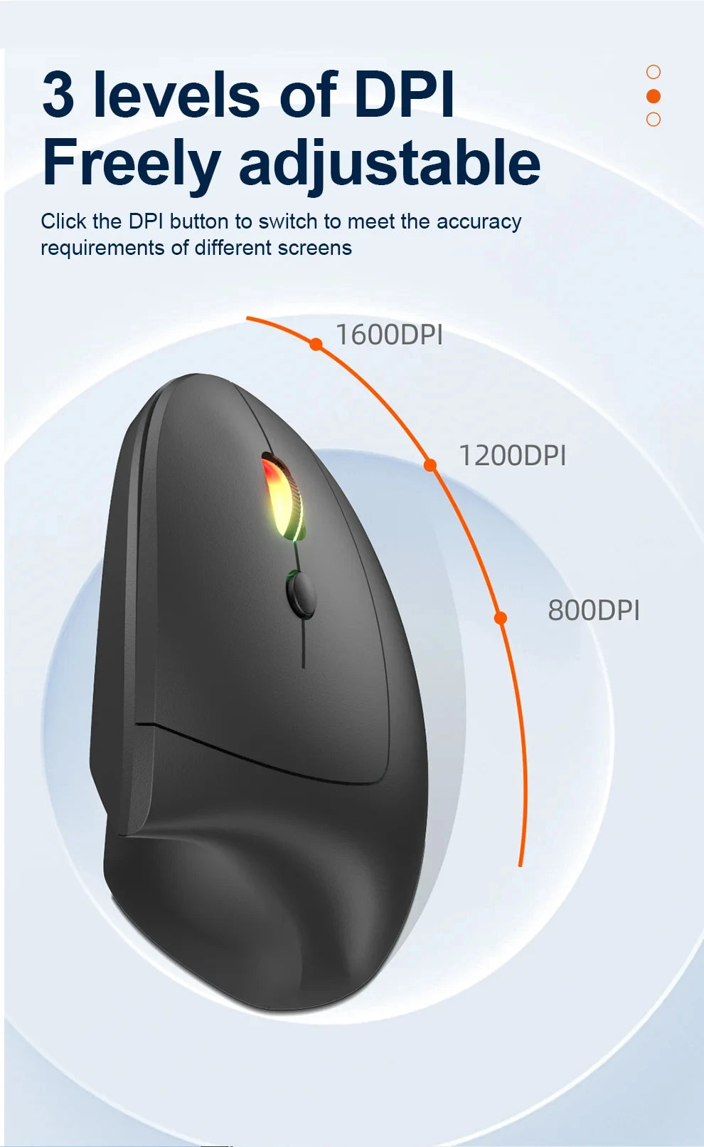 2.4G trådlös Bluetooth ergonomisk vertikal optisk mus uppladdningsbar