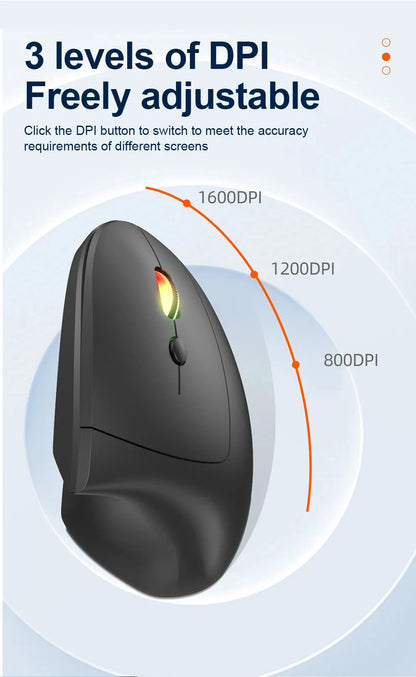 2.4G trådlös Bluetooth ergonomisk vertikal optisk mus uppladdningsbar