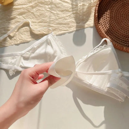 Breathable Sweet Wireless Deep V Bra Shockproof Anti-sagging Underwear for Women Thin Lingerie Lace Push Up Bra Girls