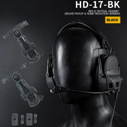 HD-17 GEN 6 Tactical Headset Sound Pickup&Noise Reduction Sports Shooting Earmuff Sports Shooting Impact Anti-Noise Headset