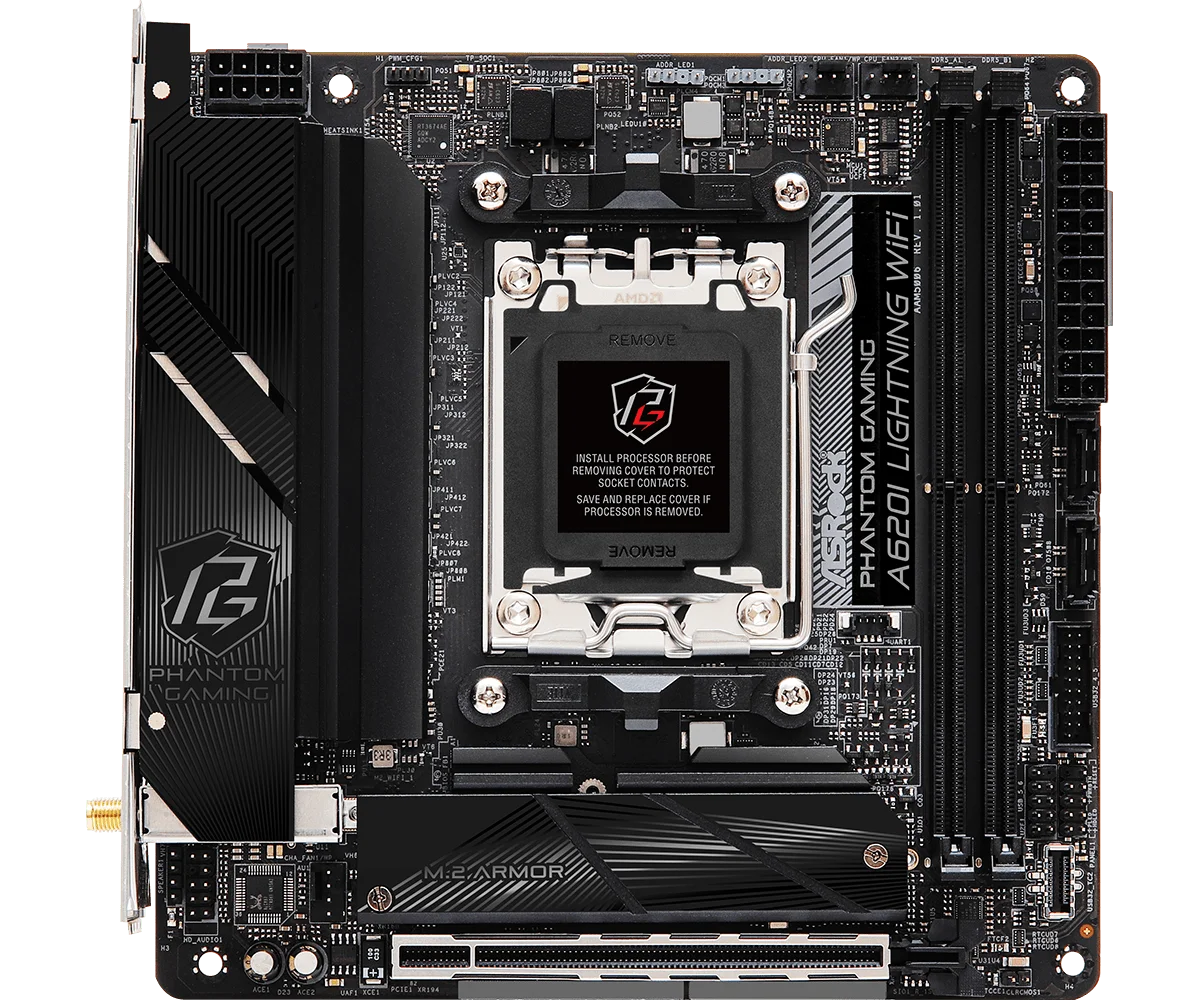 AM5 DDR5 Mini-ITX Motherboard ASROCK A620I LIGHTNING WIFI CPU Ryzen 7 7800X3D 9 7950X 9 7900X 7 7700X 5 8600G 5 9600X M.2 SATA 3