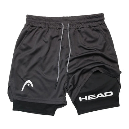 Anime Berserk Head Running Shorts Men Fitness Gym Training 2 in 1 Sports Quick Dry Workout Jogging Double Deck Summer