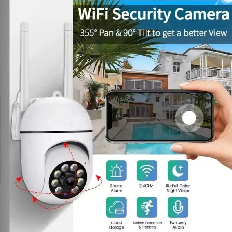 Wifi IP Camera 2MP Outdoor Security Surveillance Cameras AI Human Tracking Two Way Audio 4X Digital Zoom Night Vision Full Color