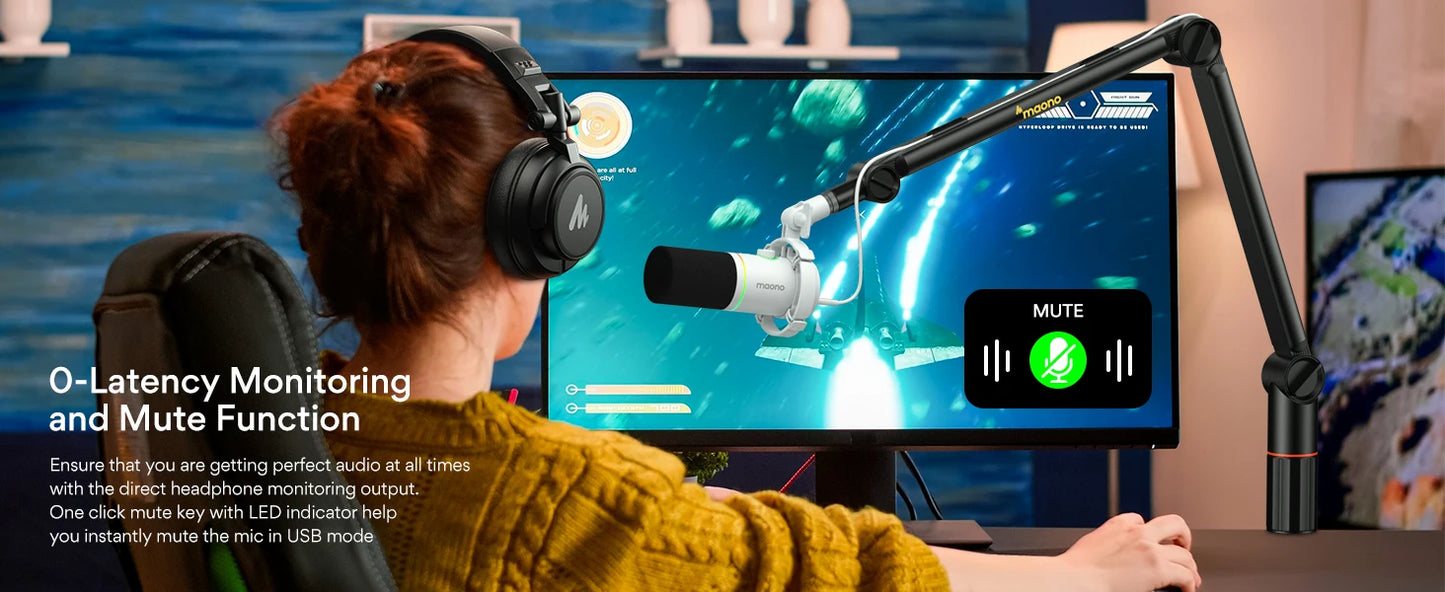 MAONO PD200X RGB Gaming Microphone Dynamic Microphone USB/XLR Dual Mode Microphone Podcast Mic RGB XLR/USB Gaming Podcasting Mic
