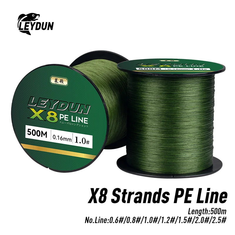 LEYDUN 500m Micro New Fishing Lines 8 Strands Braided PE Japan Smooth Multifilament Line Sea Fishing Carp Fly Wire Line Tool
