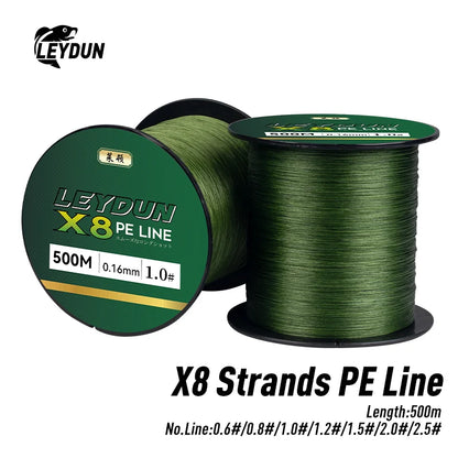 LEYDUN 500m Micro New Fishing Lines 8 Strands Braided PE Japan Smooth Multifilament Line Sea Fishing Carp Fly Wire Line Tool