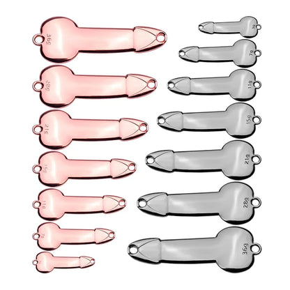 Metal Penis Spoon Lure 3g 7g 11g 15g 21g 28g 36g Hard Bait Tackle Sequin Vibrating Fishing Lure Artificial Bait Feather Hook VIB
