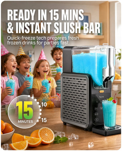Slushie Maker 2.8L Large Capacity Slush Machine, 15 Mins Fast Cooling Cycle, 5 Preset Programs, One-Touch Auto Clean Function, Multifunctional Slush Machine for Slush Drinks, Milkshakes, Frozen Cocktails, Smoothies