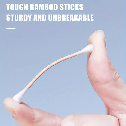 1000Count Cotton Swabs - Bamboo Sticks Cotton Swabs For Ears - Double Round Thick Cotton Buds Suitable For Makeup And Cleaning