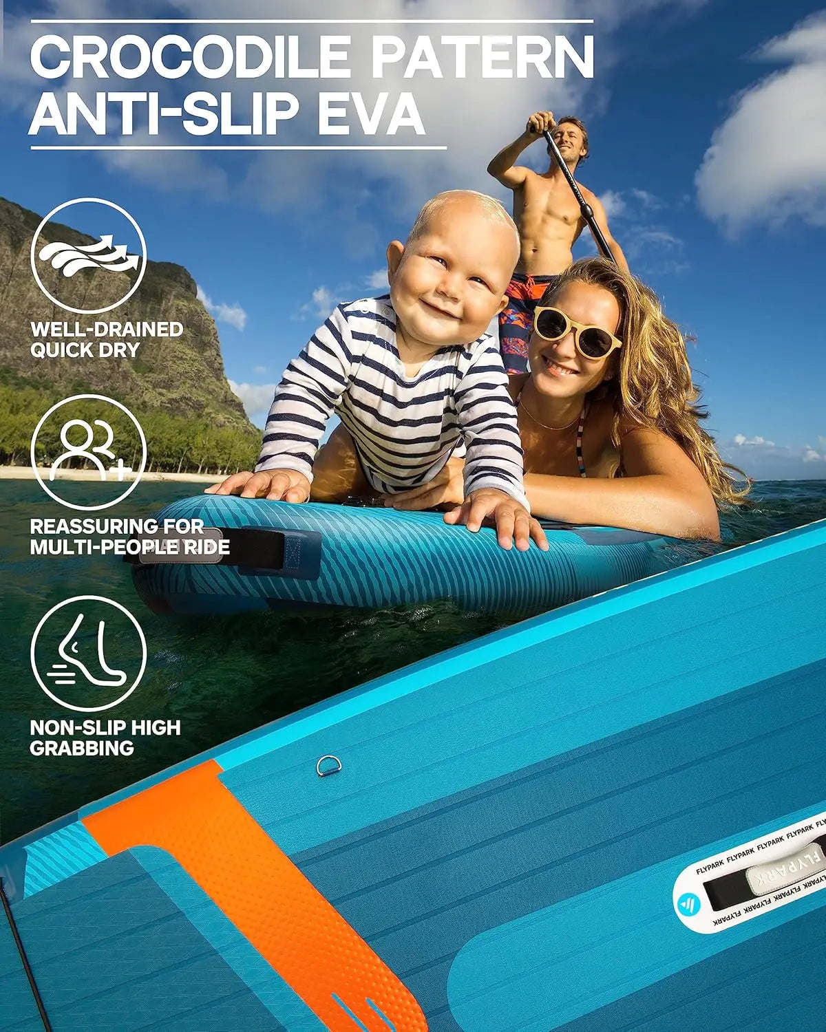 FLYPARK uppblåsbar SUP-bräda 11 fot × 34 tum med manetmönster