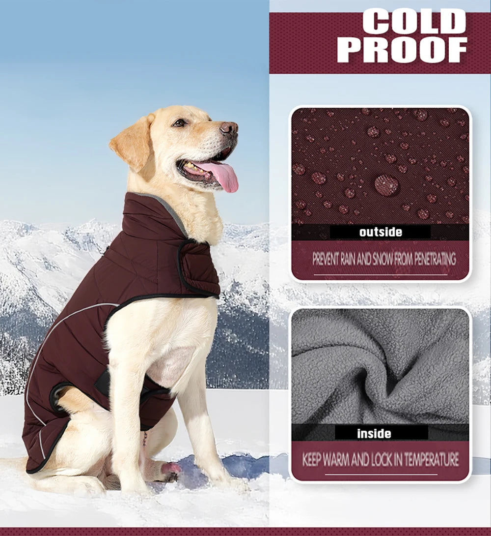 New Dog Winter Jacket Waterproof Reflective Pet Coat Outdoor Vest  Warm Cotton Dogs Clothing for Large Middle Dogs Clothes