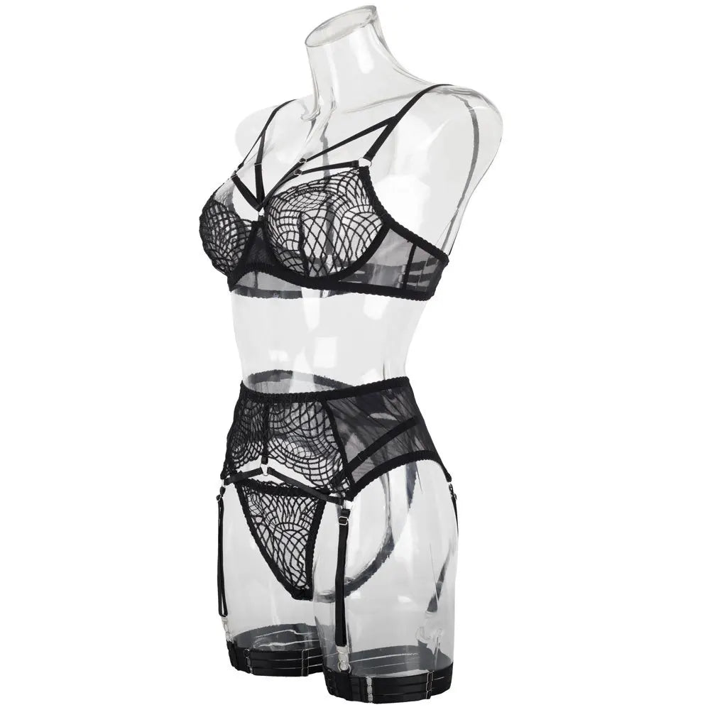 Lace Sexy Lingerie Transparent Hot Porno Lace Erotic Outfit Ladies Sexy Bra Set Romantic Fancy See Through Bra Panties Lingeries
