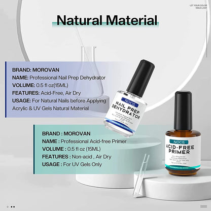 15ml Professional Nail Dehydrator and Acid-Free Primer for Acrylic and Gel Polish - Prep and Prime for Long-Lasting, -Free Nails