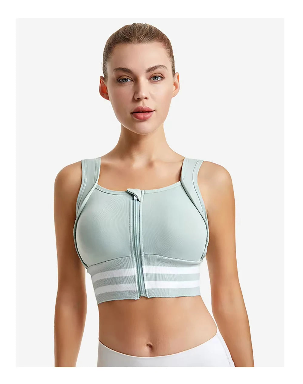 Zipper Front Closure Sports Bra Fitness Crop Tops with Built in Bra Gym Yoga Workout Padded Tank Top Athletic Vest Plus Size