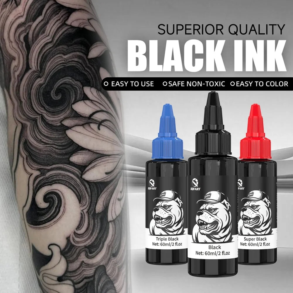 DQFART Triple Super Black Tattoo Ink High-quality Long-lasting Safe Tattoo Ink Creative Designs Skin Coloring Professional