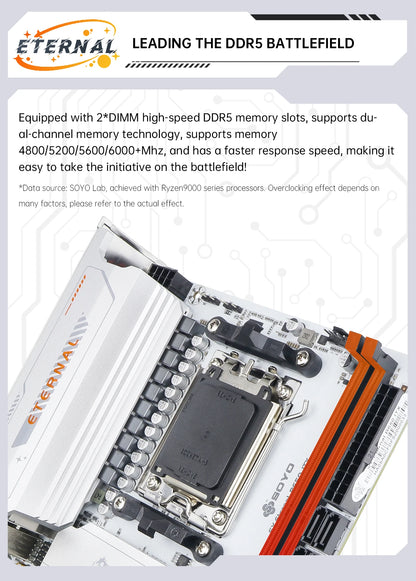 SOYO Motherboard AMD B650ITX Ryzen AM5 DDR5 Supports CPU 7000 8000 9000 Processors Pcie5.0x16 Pcie4.0x4 M.2 ARGB WIFI6