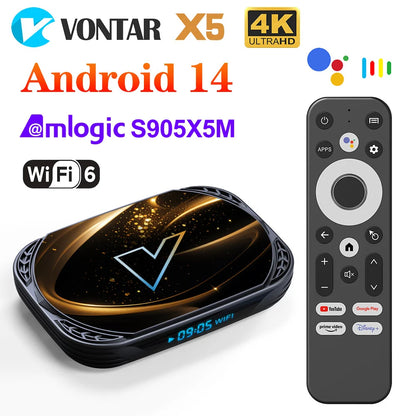 VONTAR X5 TV Box Android 14 Amlogic S905X5M(S905A) 4GB 128GB 32GB 64GB 1000M LAN Wifi6 4K AV1 Media Player TV Box Set Top Box