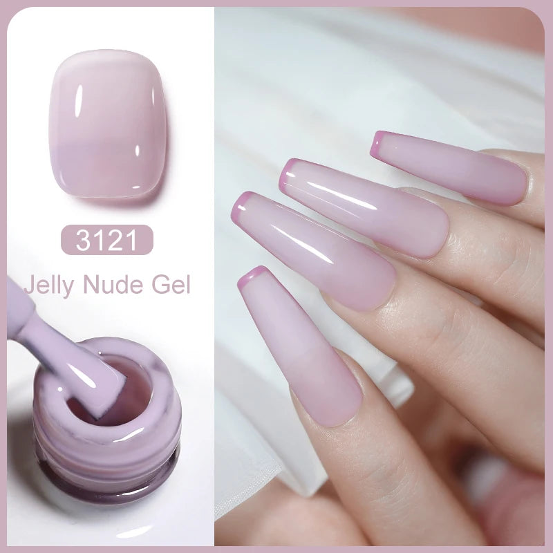 Clou Beaute Transparent French Gel Polish Translucent Nude Pink Red Jelly Glass Milky White Varnish Rainbow Color Nail Art
