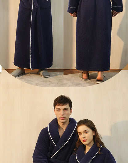 Female Autumn and Winter Warm Long Flannel Thick Couple Bath Bathrobes Men Women Pajamas Shower Robe Bath Towels For Adults