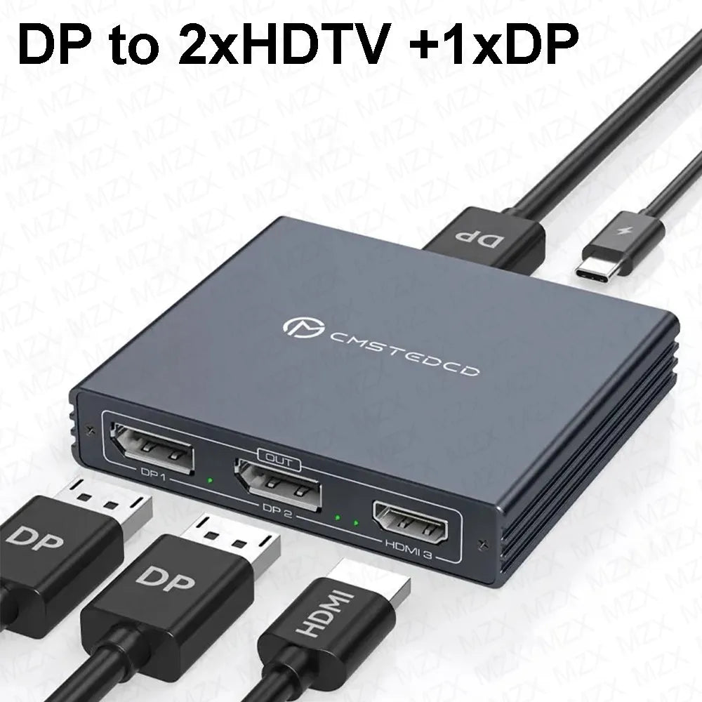 MZX MST-splitter för tre skärmar, DisplayPort eller USB-C