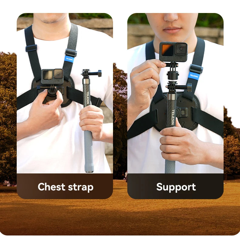 TELESIN Quick-Release Chest Strap Mount for GoPro Hero 13 12 11 10 9 8 7 Insta360 SJCAM DJI OSMO Action 5 4 3 Chest Belt Mount